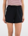 Szorty damskie dresowe bawełniane krótkie klasyczne z wiązaniem CZARNY
