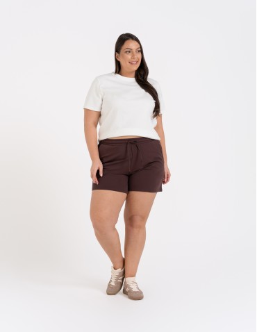 Szorty damskie dresowe bawełniane krótkie klasyczne z wiązaniem