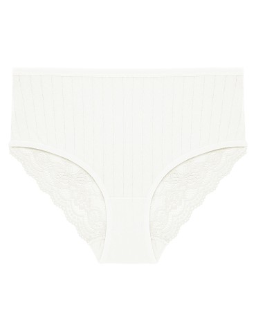 Majtki z wysokim stanem - Figi majtki damskie maxi bikini prążkowane z koronkowym tyłem 12-pak WIELOKOLOROWY - produkt 4