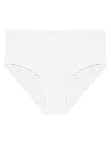 Majtki z wysokim stanem - Figi majtki damskie maxi bikini prążkowane z koronkowym tyłem 12-pak WIELOKOLOROWY - produkt 6