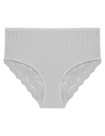 Majtki z wysokim stanem - Figi majtki damskie maxi bikini prążkowane z koronkowym tyłem 12-pak WIELOKOLOROWY - produkt 5