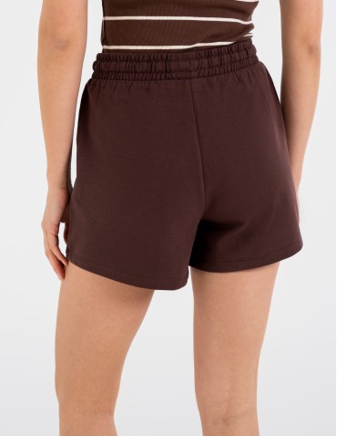 Szorty dresowe - Szorty damskie dresowe bawełniane krótkie klasyczne z wiązaniem BRĄZOWY - produkt 5
