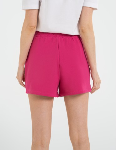 Szorty dresowe - Szorty damskie dresowe bawełniane krótkie klasyczne z wiązaniem FUKSJA - produkt 6