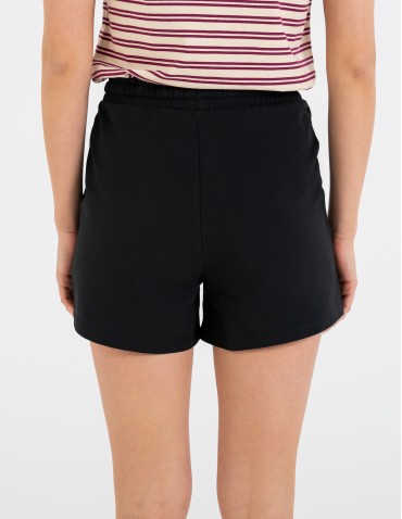 Szorty dresowe - Szorty damskie dresowe bawełniane krótkie klasyczne z wiązaniem CZARNY - produkt 5