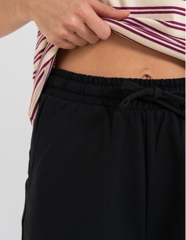 Szorty dresowe - Szorty damskie dresowe bawełniane krótkie klasyczne z wiązaniem CZARNY - produkt 9