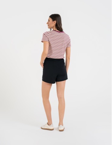 Szorty dresowe - Szorty damskie dresowe bawełniane krótkie klasyczne z wiązaniem CZARNY - produkt 7