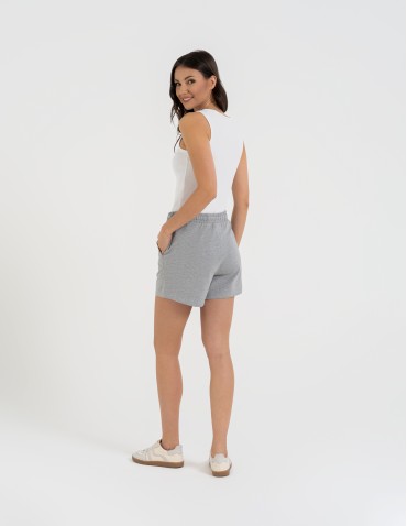 Szorty dresowe - Szorty damskie dresowe bawełniane krótkie klasyczne z wiązaniem SZARY - produkt 14