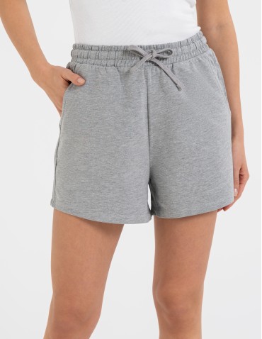 Szorty dresowe - Szorty damskie dresowe bawełniane krótkie klasyczne z wiązaniem SZARY - produkt 5
