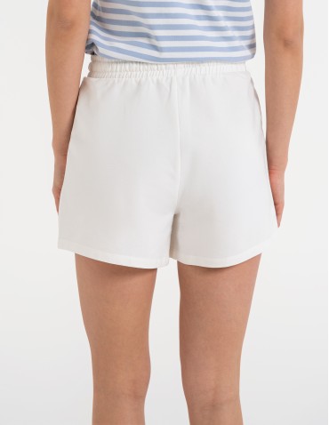 Szorty dresowe - Szorty damskie dresowe bawełniane krótkie klasyczne z wiązaniem BIAŁY - produkt 6