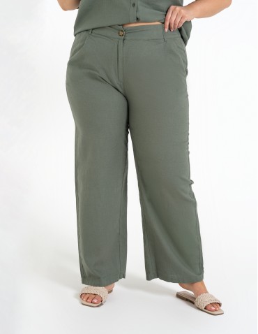 Spodnie damskie casual z lnu i wiskozy z kieszeniami  - produkt 2