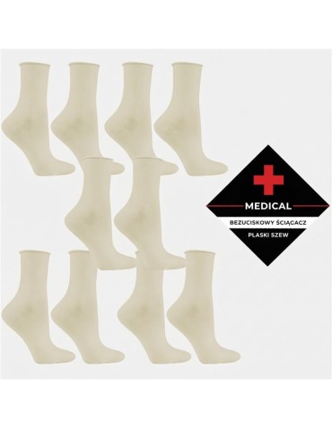 Skarpetki damskie długie klasyczne gładkie z bezuciskowym ściągaczem 5-pak