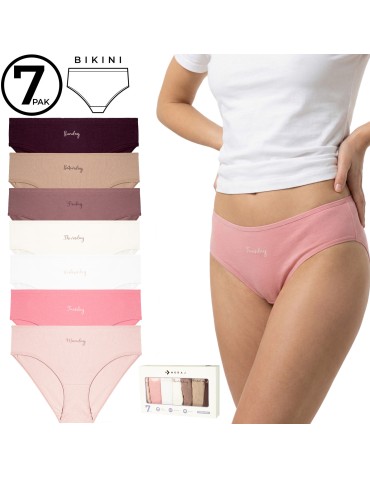 Majtki damskie bikini bawełniane na każdy dzień tygodnia 7-pak