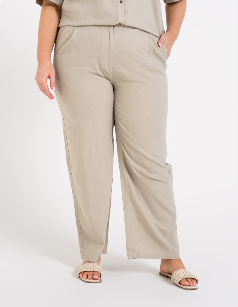 Koszule - Koszula damska casual elegancka z lnu i wiskozy i krótkim rękawem BEŻOWY - produkt moraj.pl 16