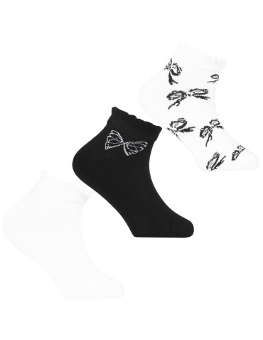 Skarpetki dziewczęce bawełniane w kokardki 3-pak - WIELOKOLOROWY