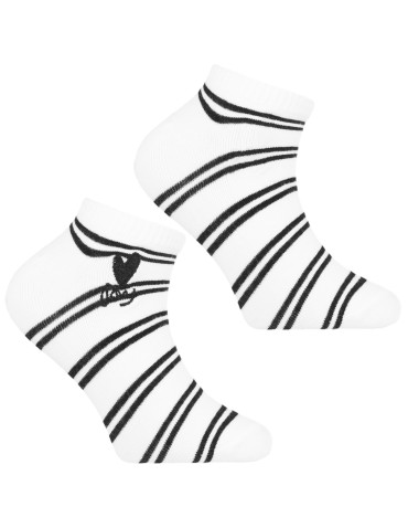 Stopki - Skarpetki dziewczęce bawełniane w paski i haftowanym serduszkiem 3-pak WIELOKOLOROWY - produkt 3