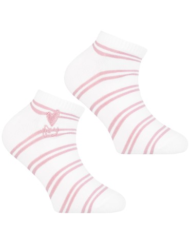 Skarpetki dziewczęce bawełniane w paski i haftowanym serduszkiem 3-pak - WIELOKOLOROWY - produkt 2