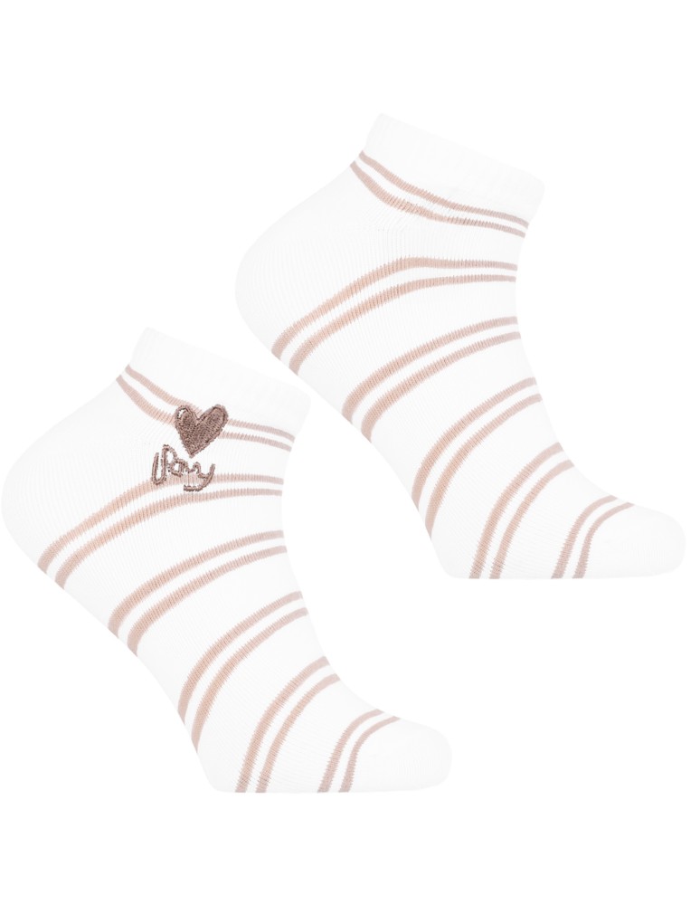 Stopki - Skarpetki dziewczęce bawełniane w paski i haftowanym serduszkiem 3-pak WIELOKOLOROWY - produkt moraj.pl 4