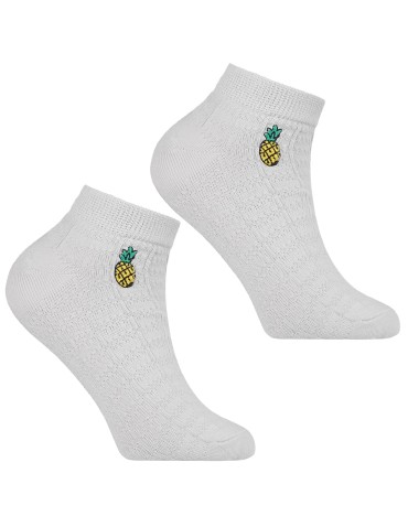 Stopki - Skarpetki dziewczęce stopki bawełniane z owocowym haftem 3-pak WIELOKOLOROWY - produkt 4