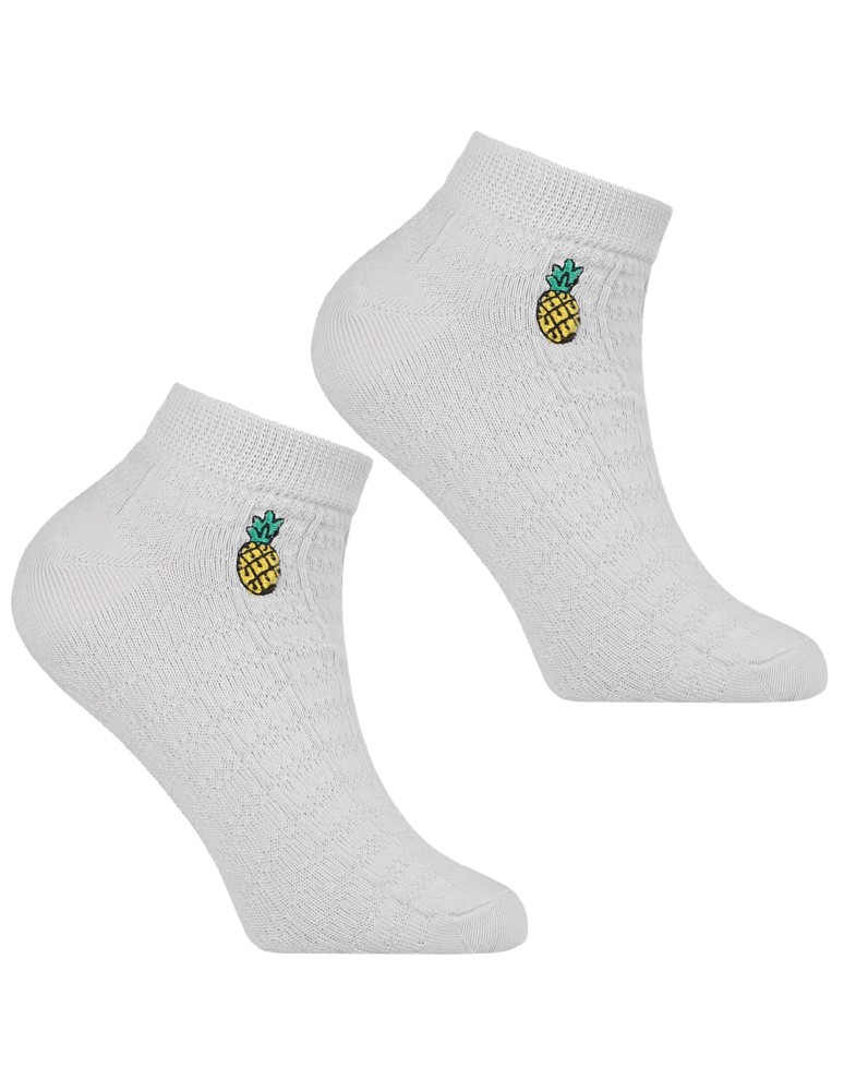 Stopki - Skarpetki dziewczęce stopki bawełniane z owocowym haftem 3-pak WIELOKOLOROWY - produkt moraj.pl 4