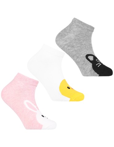 Skarpetki dziewczęce stopki bawełniane z uroczym motywem zwierzątek 3-pak