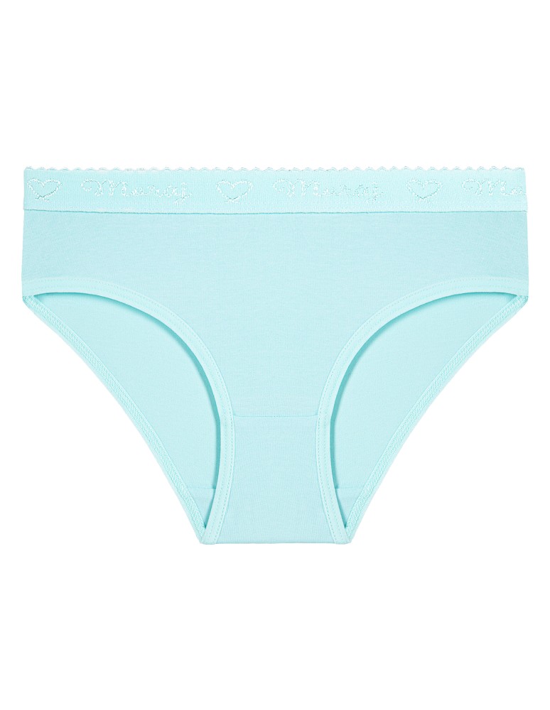 Figi - Majtki dziewczęce figi bawełniane gładkie z ozdobną gumką 3-pak WIELOKOLOROWY  - produkt moraj.pl 2