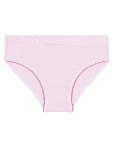 Figi - Majtki dziewczęce figi bawełniane gładkie z ozdobną gumką 3-pak WIELOKOLOROWY - produkt 3