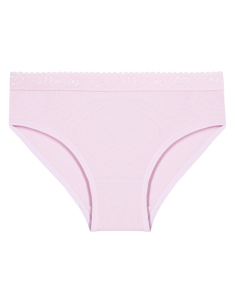 Figi - Majtki dziewczęce figi bawełniane gładkie z ozdobną gumką 3-pak WIELOKOLOROWY  - produkt moraj.pl 3