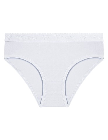 Figi - Majtki dziewczęce figi bawełniane gładkie z ozdobną gumką 3-pak WIELOKOLOROWY - produkt 4