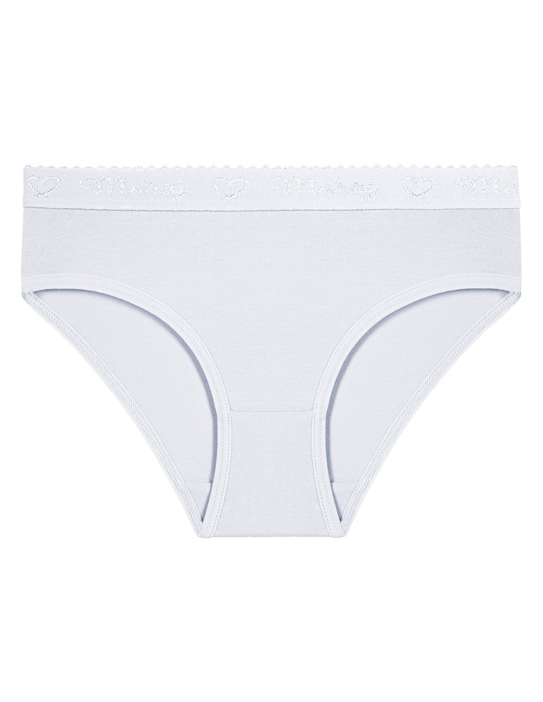 Figi - Majtki dziewczęce figi bawełniane gładkie z ozdobną gumką 3-pak WIELOKOLOROWY  - produkt moraj.pl 4