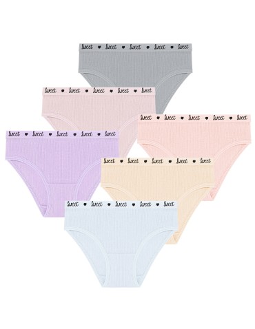 Majtki figi dla dziewczynki bawełniane w prążek 6-pak