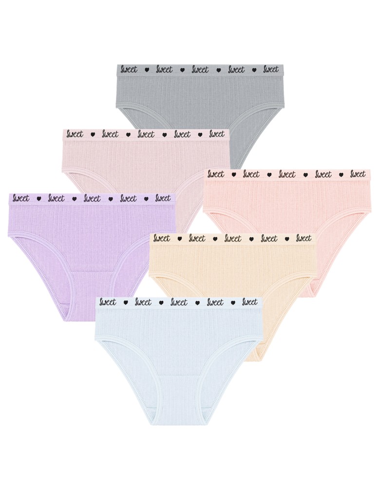 Figi - Majtki figi dla dziewczynki bawełniane w prążek 6-pak WIELOKOLOROWY - produkt moraj.pl 1