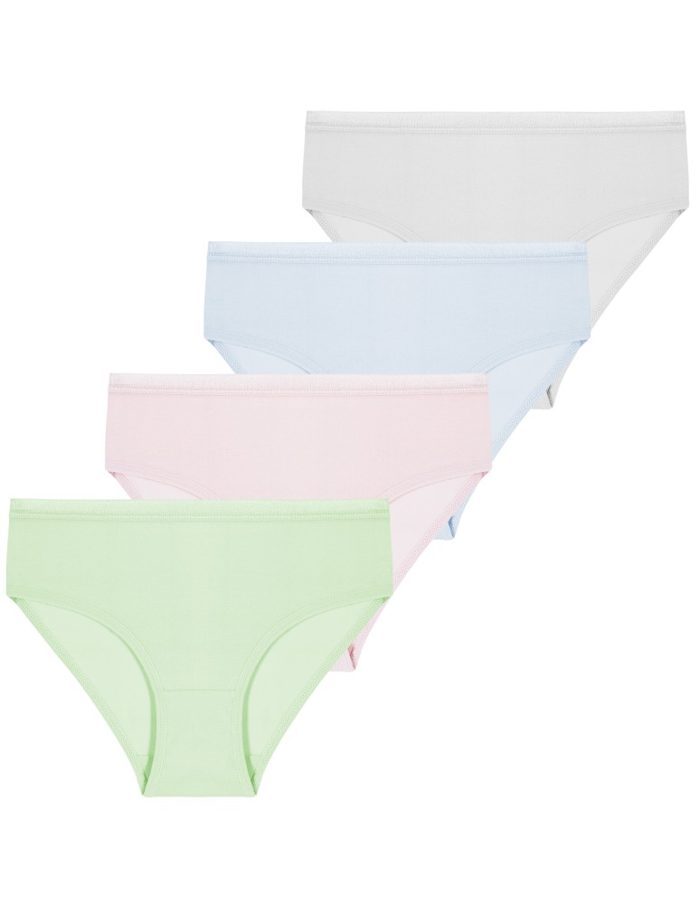 Figi - Majtki dziewczęce bawełniane klasyczne pastelowe 4-pak WIELOKOLOROWY - produkt moraj.pl 1