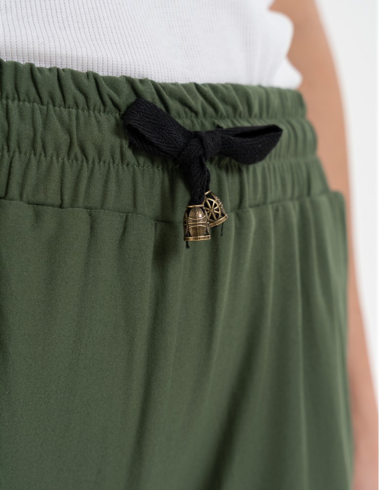 Szorty damskie letnie - Damskie szorty na gumce z wiązaniem KHAKI - produkt moraj.pl 3