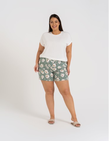 Szorty materiałowe - Spodenki damskie szorty zwiewne 100% wiskoza z wysokim stanem WZÓR 2 - produkt 9