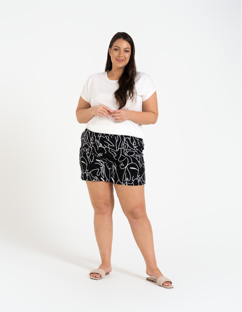 Szorty materiałowe - Spodenki damskie szorty zwiewne 100% wiskoza z wysokim stanem WZÓR 1  - produkt moraj.pl 5