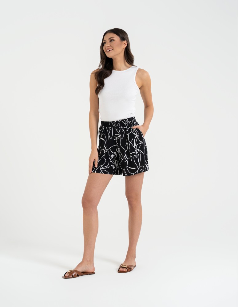 Szorty materiałowe - Spodenki damskie szorty zwiewne 100% wiskoza z wysokim stanem WZÓR 1  - produkt moraj.pl 3