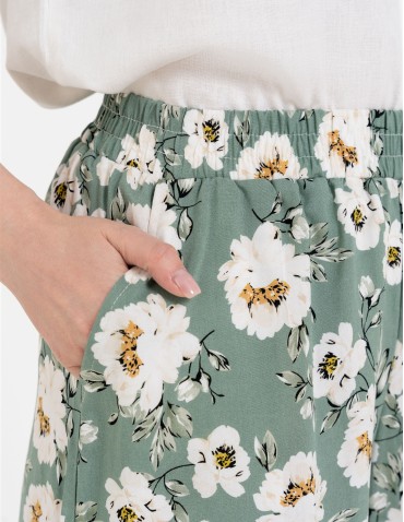 Szorty materiałowe - Spodenki damskie szorty zwiewne 100% wiskoza z wysokim stanem WZÓR 2 - produkt 2