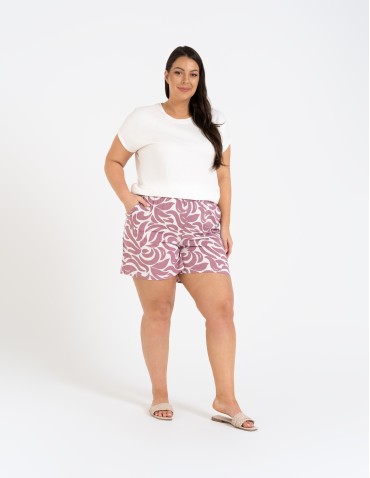 Szorty materiałowe - Spodenki damskie krótkie z wysokim stanem 100% wiskoza WZÓR 1 - produkt 8