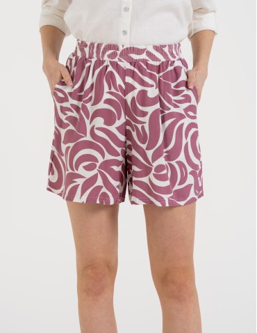 Szorty materiałowe - Spodenki damskie krótkie z wysokim stanem 100% wiskoza WZÓR 1 - produkt 3