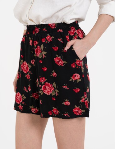 Szorty materiałowe - Spodenki damskie krótkie z wysokim stanem 100% wiskoza WZÓR 2 - produkt 2