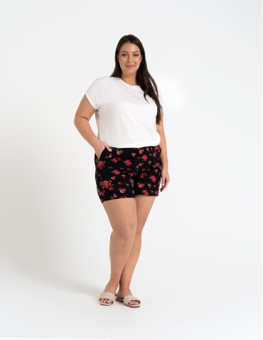 Szorty materiałowe - Spodenki damskie krótkie z wysokim stanem 100% wiskoza WZÓR 2 - produkt 11