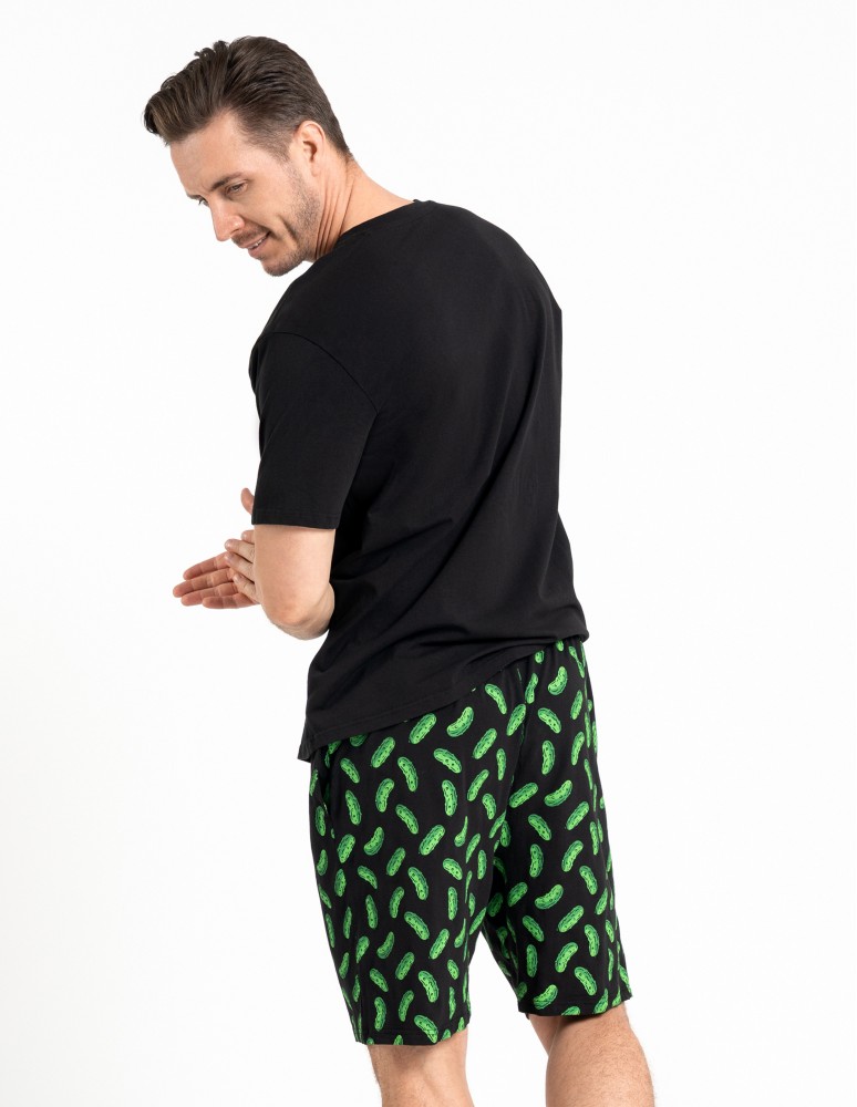 Piżamy - Męska piżama bawełniana na krótki rękaw z motywem ogórków CZARNY  - produkt moraj.pl 6