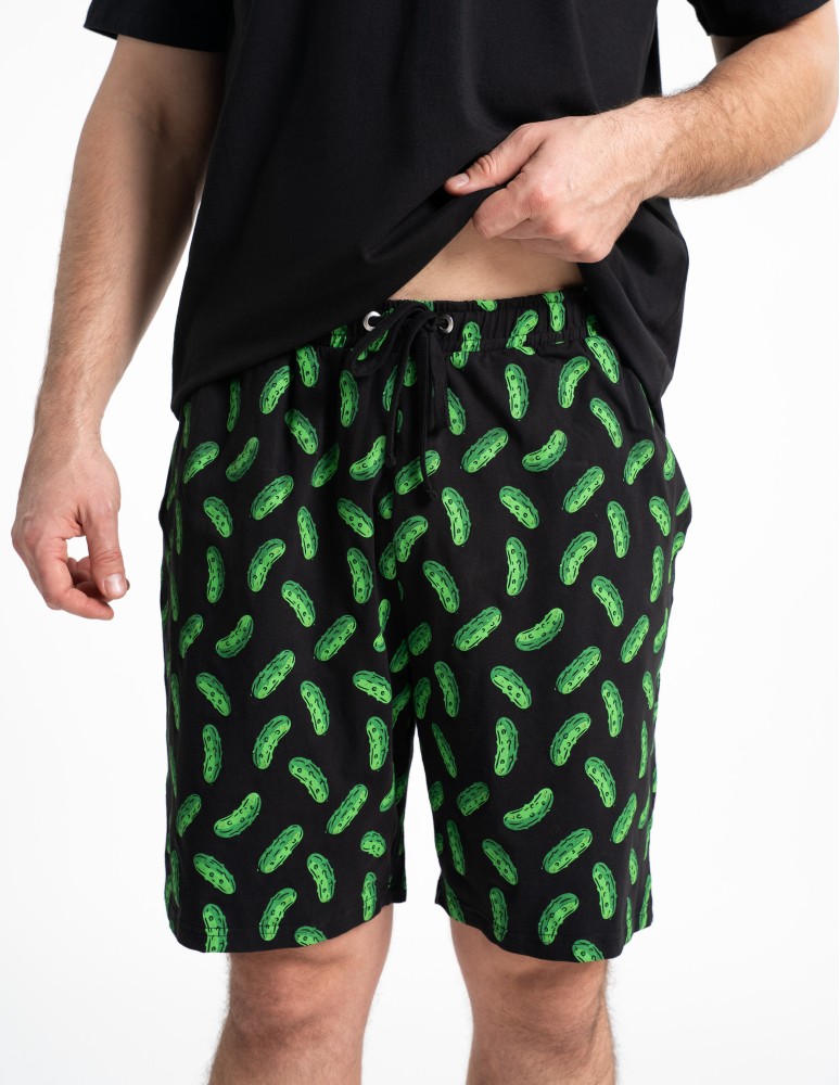 Piżamy - Męska piżama bawełniana na krótki rękaw z motywem ogórków CZARNY  - produkt moraj.pl 7