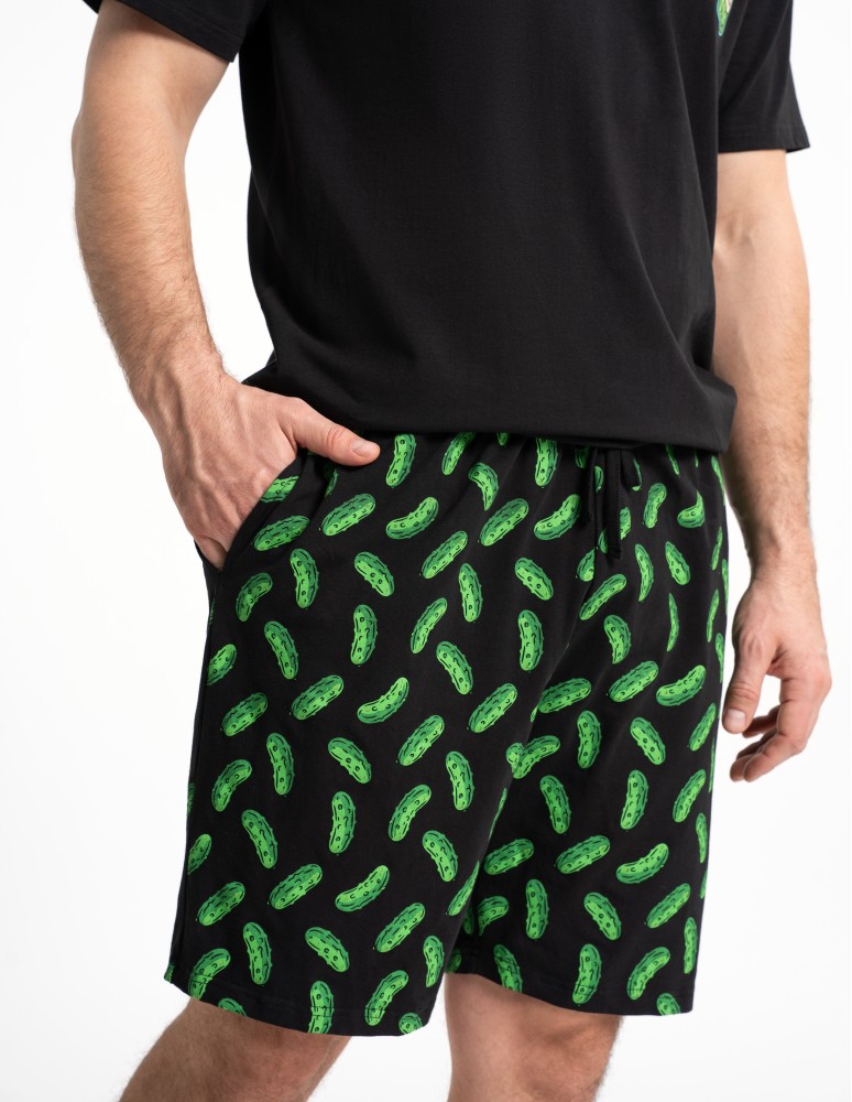 Piżamy - Męska piżama bawełniana na krótki rękaw z motywem ogórków CZARNY  - produkt moraj.pl 8