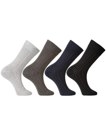 Skarpetki męskie długie bawełniane eleganckie w kropki 4-pak