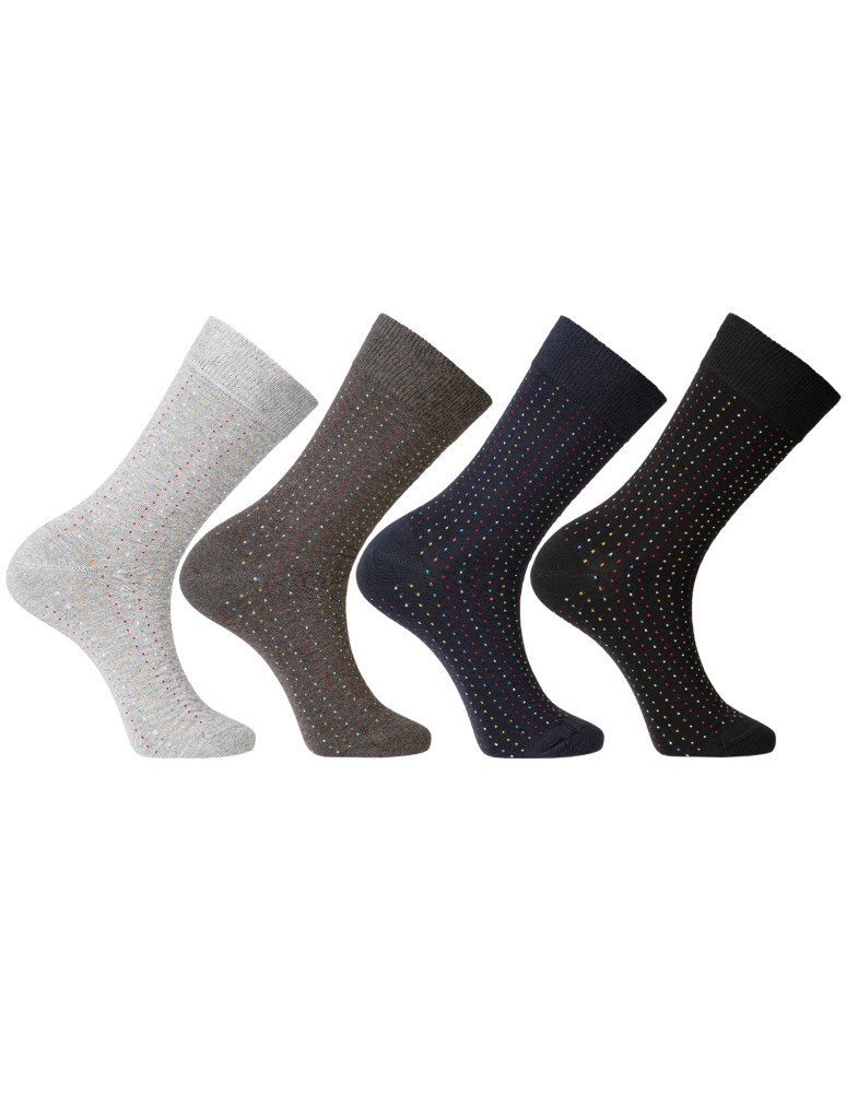 Skarpetki długie - Skarpetki męskie długie bawełniane eleganckie w kropki 4-pak WIELOKOLOROWY - produkt moraj.pl 1