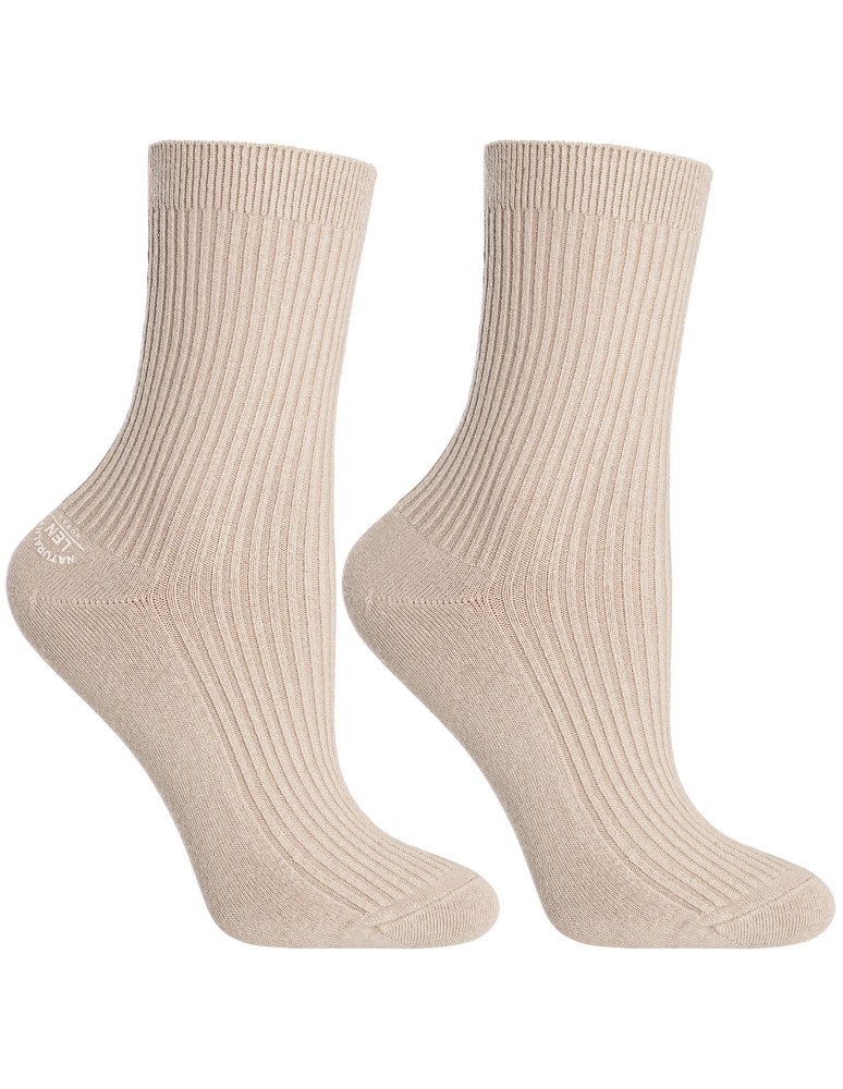 Skarpetki długie - Skarpetki damskie bawełniane długie w prążek z naturalnym lnem 6-pak WIELOKOLOROWY - produkt moraj.pl 3