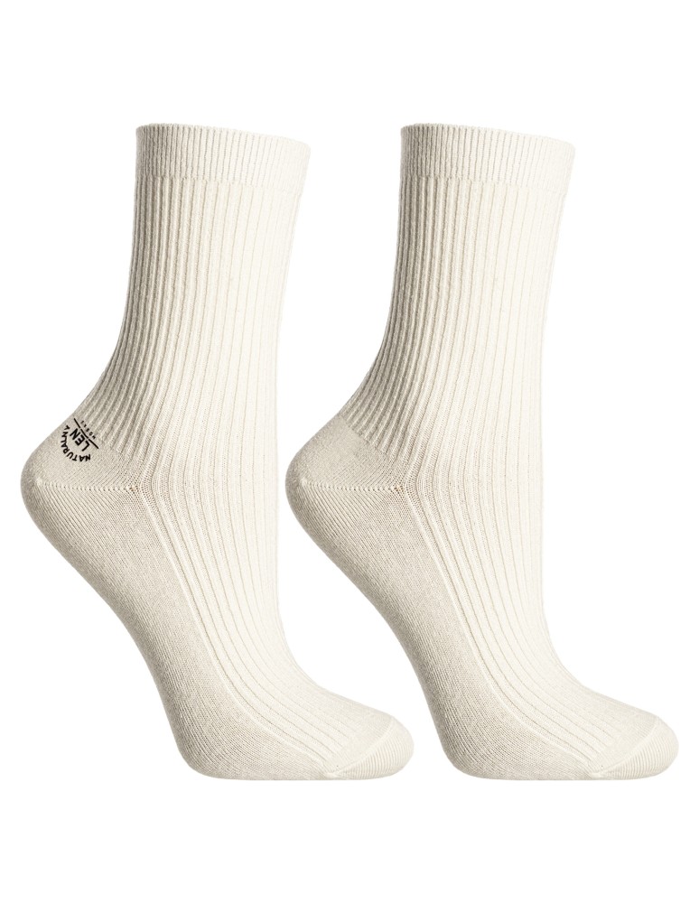 Skarpetki długie - Skarpetki damskie bawełniane długie w prążek z naturalnym lnem 6-pak WIELOKOLOROWY - produkt moraj.pl 4