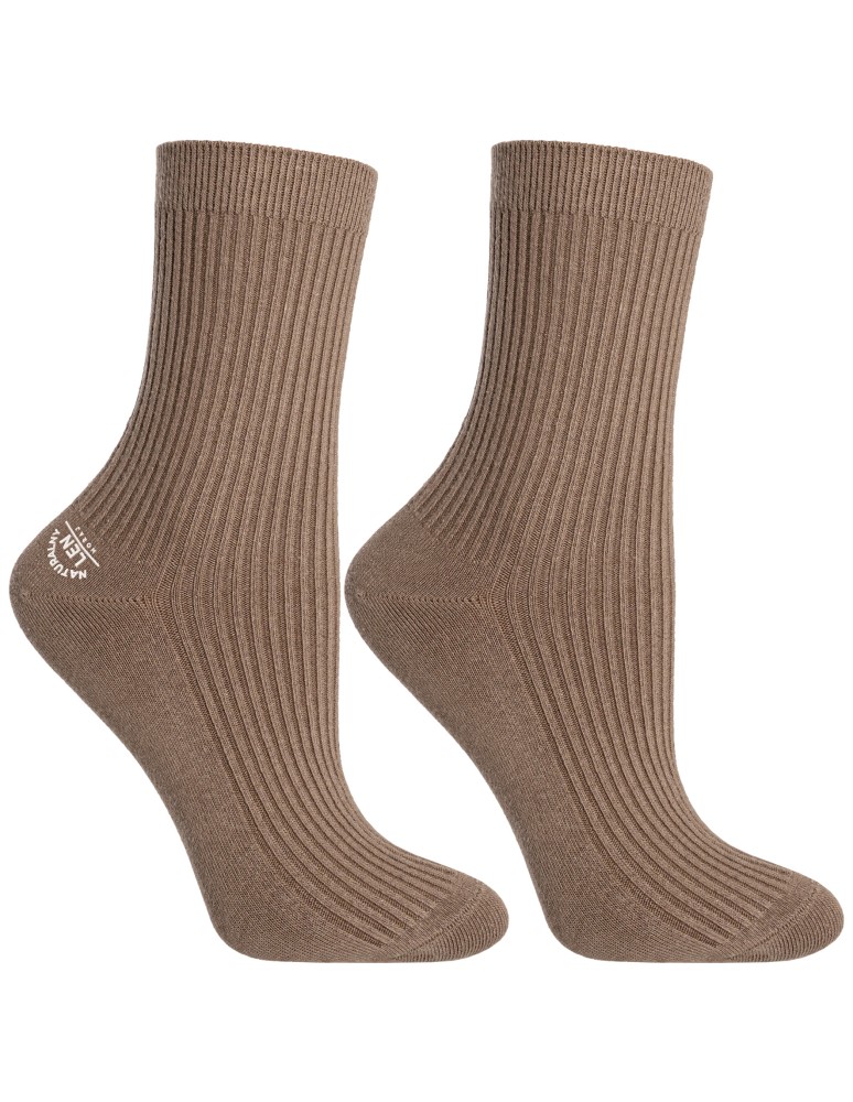 Skarpetki długie - Skarpetki damskie bawełniane długie w prążek z naturalnym lnem 6-pak WIELOKOLOROWY - produkt moraj.pl 5