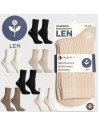 Skarpetki damskie bawełniane długie w prążek z naturalnym lnem 6-pak WIELOKOLOROWY